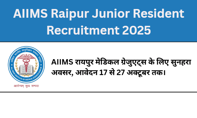 AIIMS Raipur Junior Resident Recruitment 2025